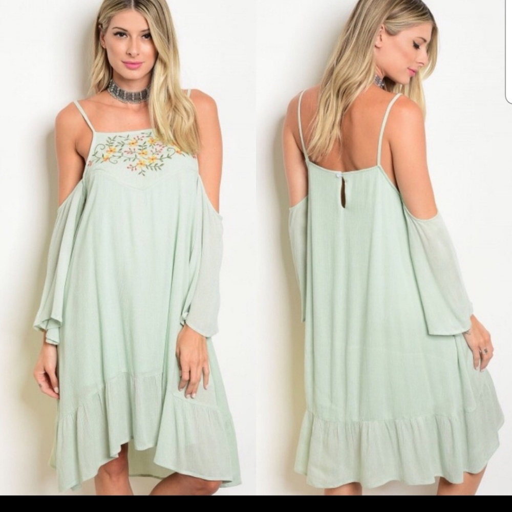 Cold shoulder knee length dress